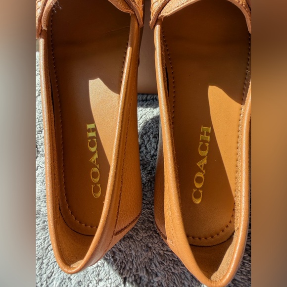 COACH Fredrica Pebble Grain Leather Loafers - Cognac - Size 7.5 M - New in box - Picture 6 of 7